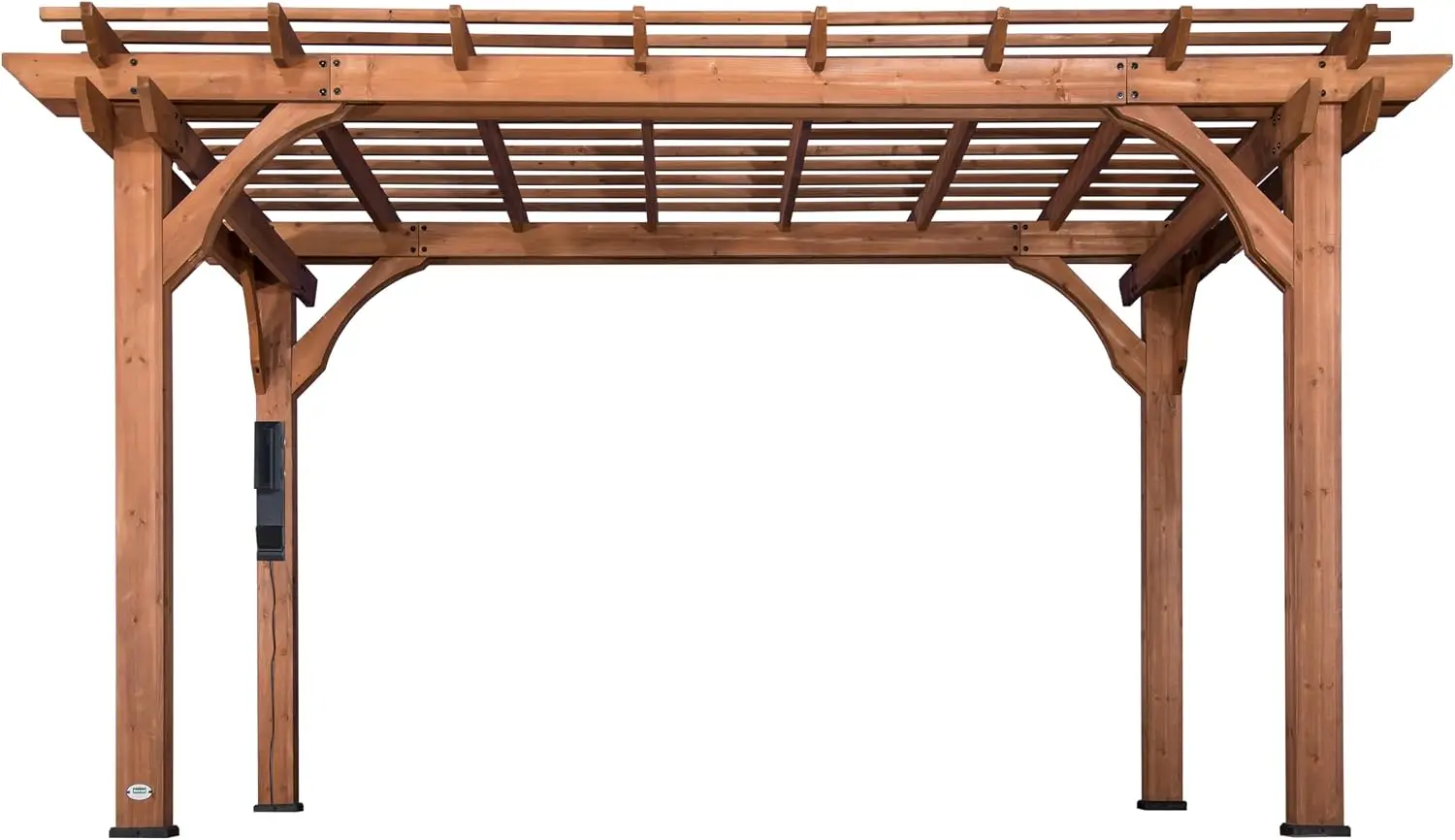 Beaumont 14' x 10' Traditional Cedar Wood Pergola Kit with Trellis Roof, All-Season Durability, High-Wind Rating, PowerPort, Sha