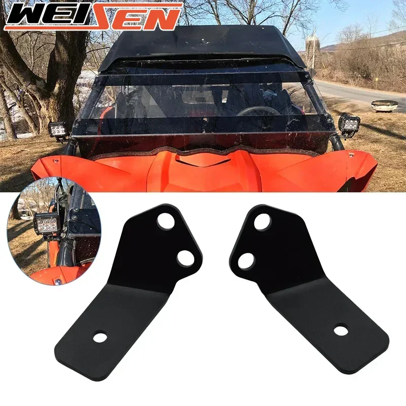 UTV Front A Pillar Bracket Left & Right Side LED Light Mounting Brackets Steel Black for 2016-2024 YAMAHA YXZ1000R Accessories