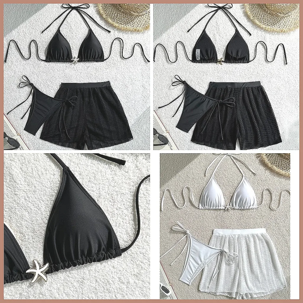 

Sexy 3Pcs Brazilian Bikini Set for Women, Push-Up Swimsuit & Beach Cover Up, Summer Swimwear