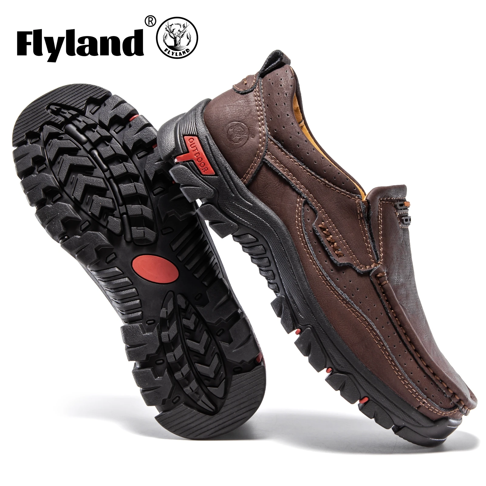 

Мужские кожаные туфли FLYLAND: модные, на платформе, без каблука, в стиле лоферов