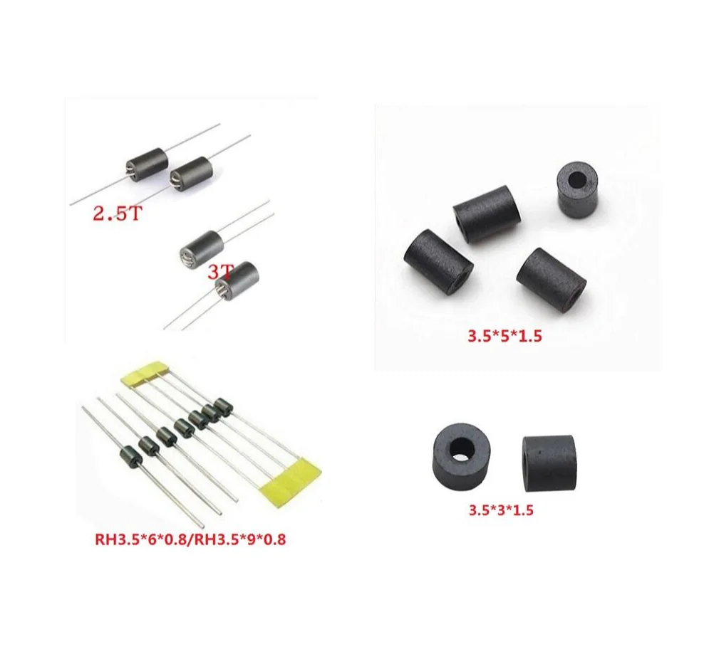 100PCS Ferrite anti-interference 3.5x3x1.5/3.5*5*1.5 RH3.5*9*0.8 9/6MM RH3.5x6x0.8  2.5T 3T 6hole Hollow Magnetic Bead Inductor
