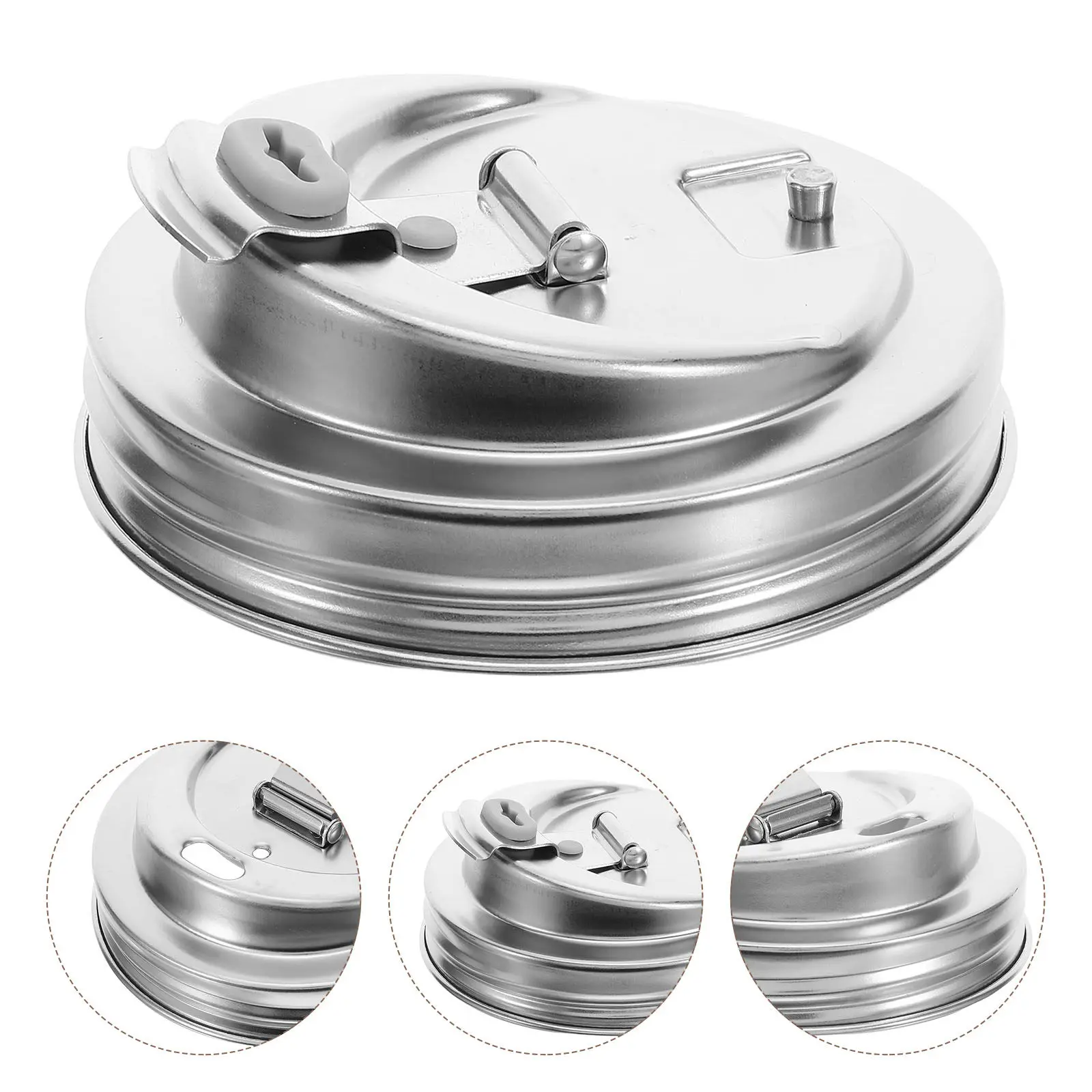 Tampa de Boca Larga para Potes Mason 86mm em Aço Inoxidável, Tampa Flip à Prova de Vazamento para Sucos, Bebidas e Conservas, Tampas para Potes Mason