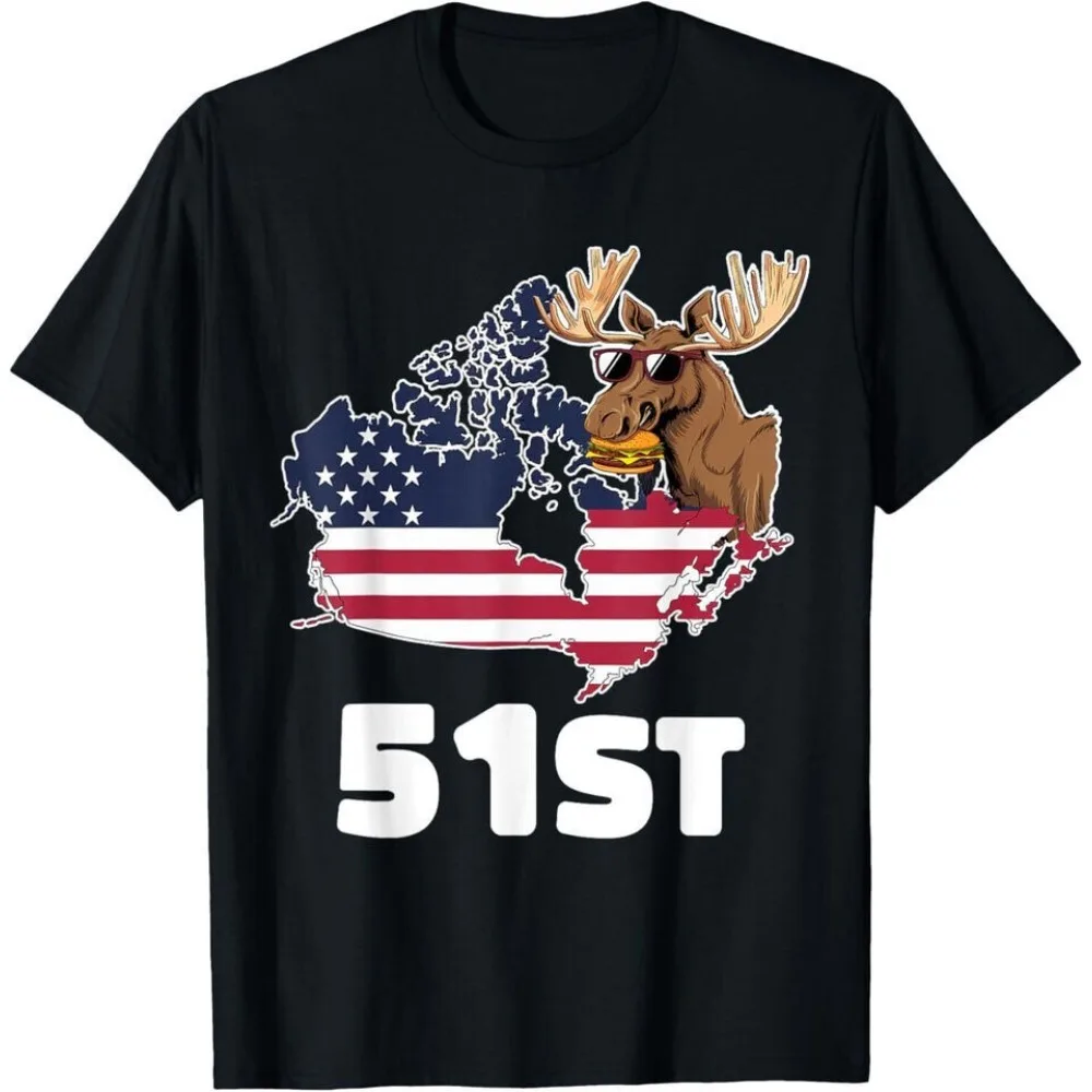 

Canada 51st US State Funny Unisex Shirt Humorous Fun Unique Design Printed T-shirt Men Women Summer Crewneck Cotton Short Sleeve