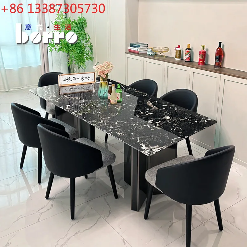 

Marble dining table Rectangle Italian minimalist light luxury dining table