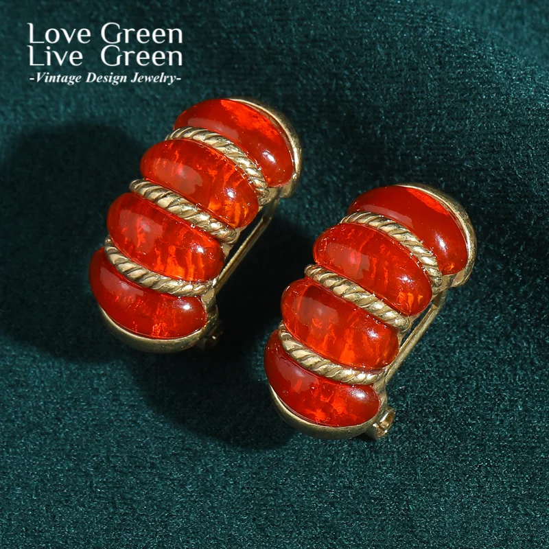 

Vintage Red Glaze Stud Earring Natural Stone Glass Jewelry Designer Quality Luxury Gifts New In 2025 For Woman Wedding Party