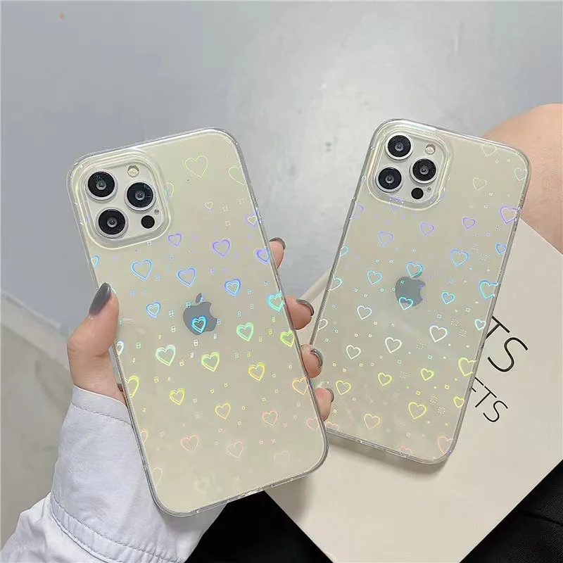 Love Heart Laser TPU Case for Samsung Galaxy A52 S A51 A32 A50 A53 A12 A13 A10 A20 A30 A21S A31 M31 A02S A33 A22 4G A11 Cover