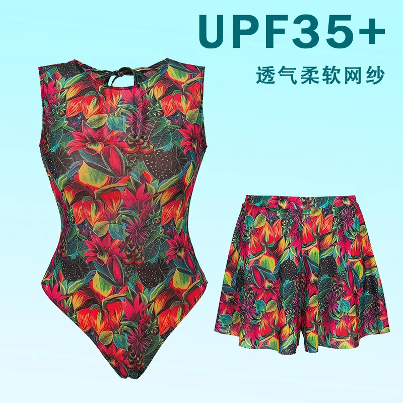 One Piece Swimsuit High Quality Swimwear Printed Push Up Monokini Summer Sleeveless Bathing Suit Tropical Bodysuit with Shorts
