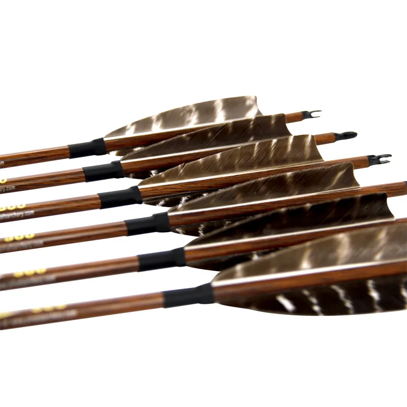 

Archery Wood Grain Pure Carbon Arrow ID6.2mm 12 Pcs Replaceable Arrow 4 Inch Turkey Feather For Bow Archery Shooting Hunting