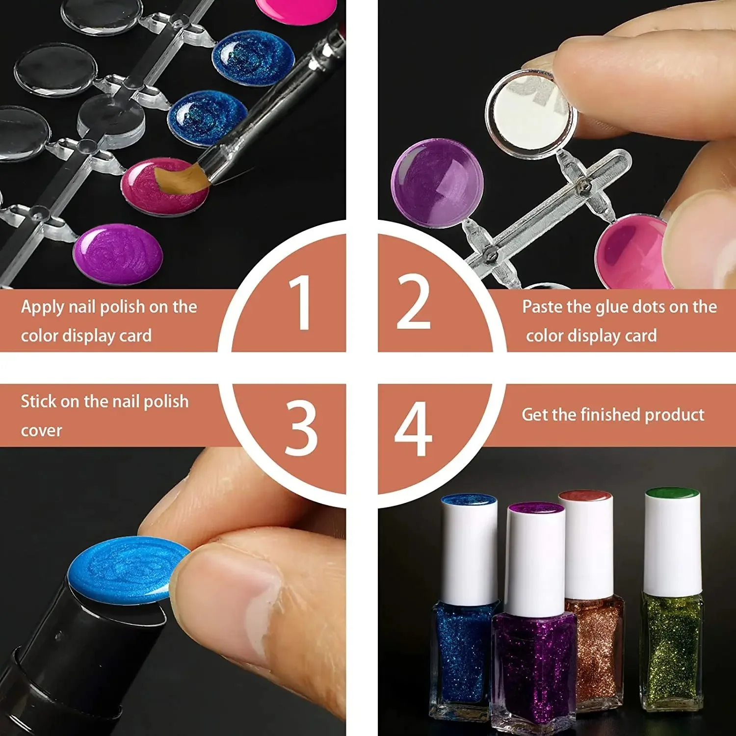 120pcs Nail Polish Display Table With Stickers,Polka Dot Color Card Nail Display Board ,Pea Bean Swatch Salon Nail Showing Shelf