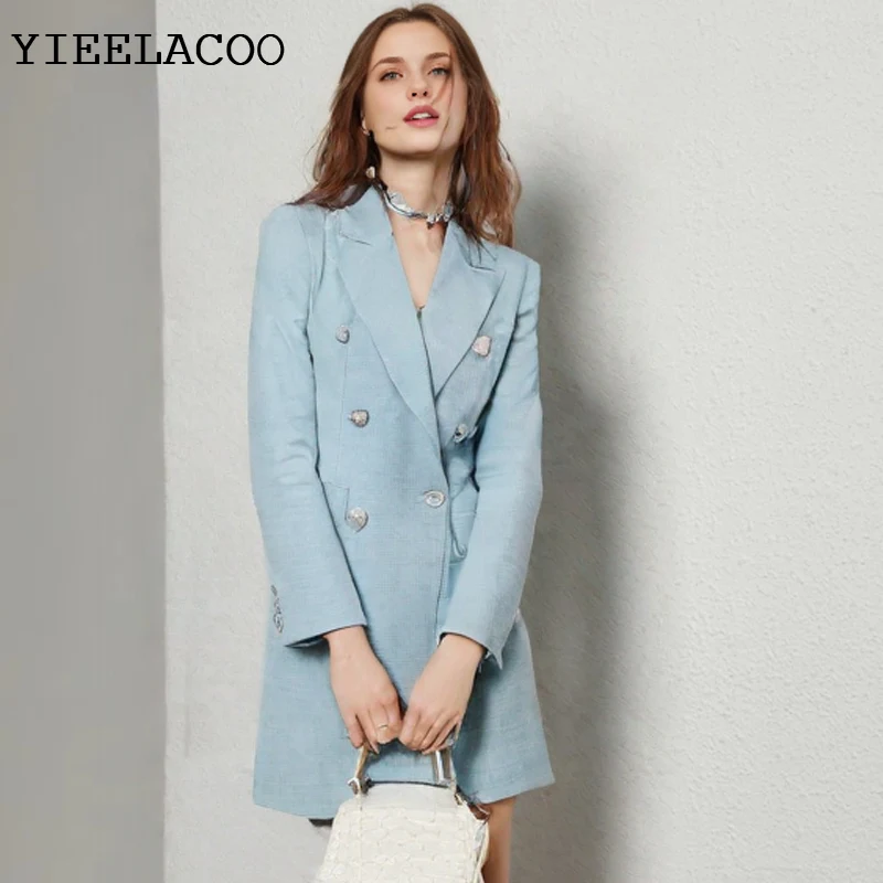 

Light Blue Tweed Jacket one-piece spring / autumn women's coat jacket ladies small fragrant wind jacket