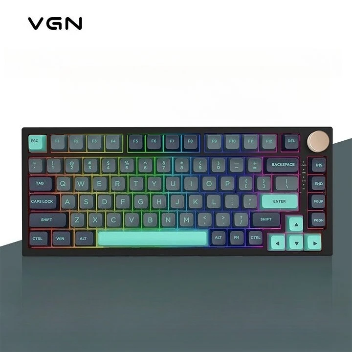 VGN N75PRO لوحة مفاتيح ميكانيكية مخصصة ثلاثية الوضع، هيكل حشية بمقبض معدني للوسائط المتعددة، مفتاح كامل قابل للتبديل السريع للعبة/المكتب
