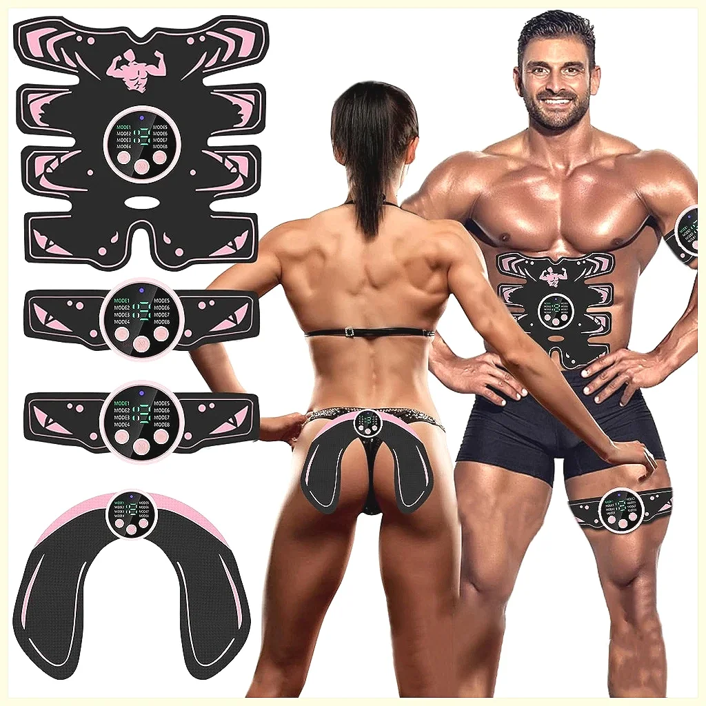 Rechargeable EMS Abdominal Trainer, 8 Modes 19 Programs for Home Abs & Buttocks Workout