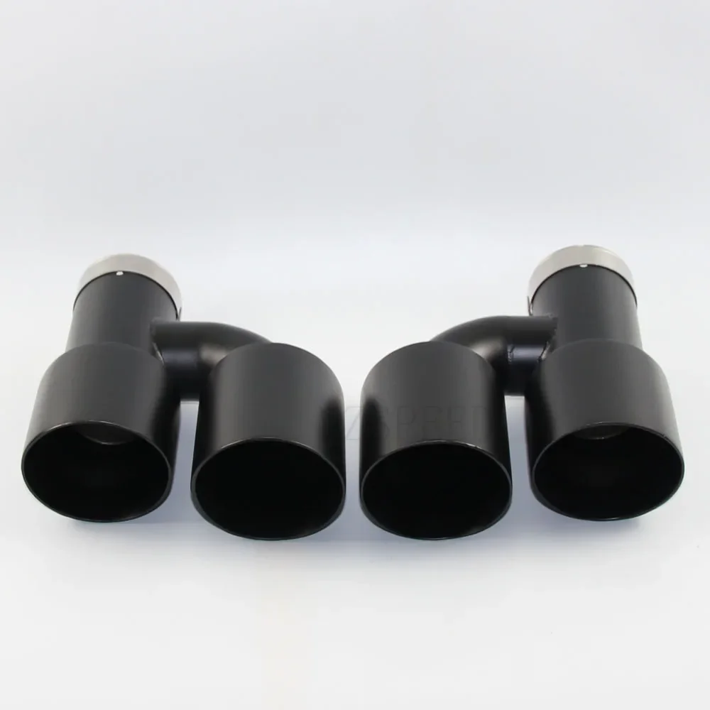 Car Stainless steel h-type double outlet exhaust muffler tail throat black frosting process for audi a4 b8