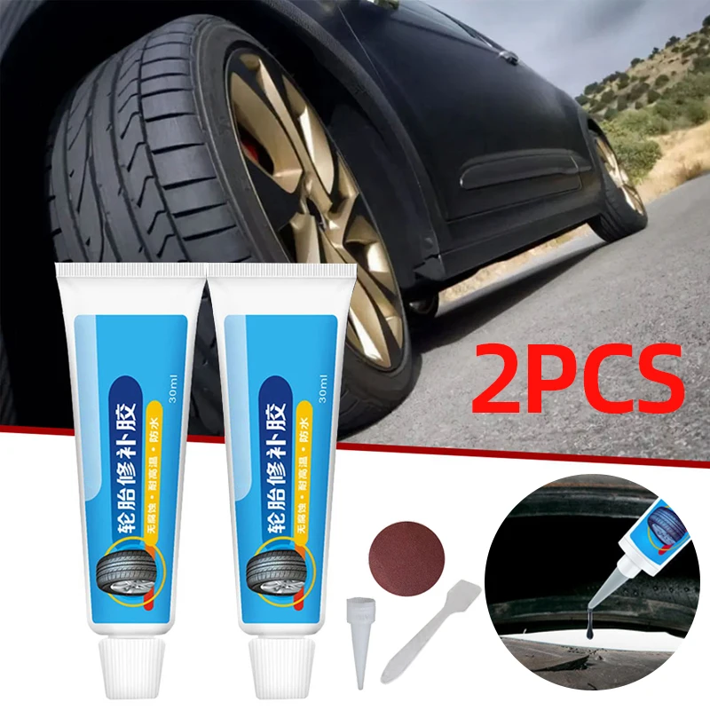 2Pcs Black Tire Repair Glue Liquid Strong Rubber Glues  Rubber Wear-resistant Non-corrosive Adhesive Instant Strong Bond Leather