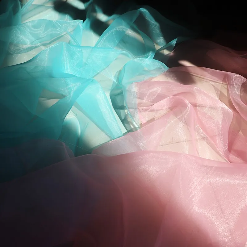 Organza decorada a mano para gasa bordada transparente suave, ropa de moda, vestidos de novia y vestidos de noche