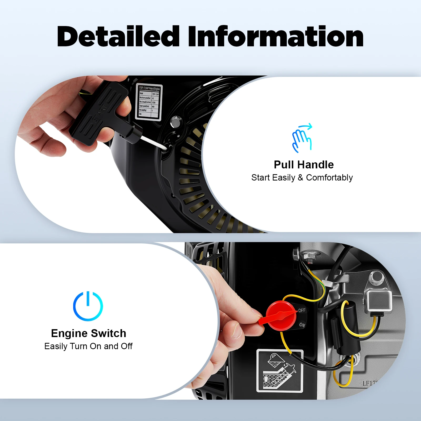 بنزين أسود 7.5 حصان، محرك بنزين مع محرك 4 كيلو وات، محرك غاز مع نسخة ترقية بدء التشغيل الكهربائي لمضخات المياه #5