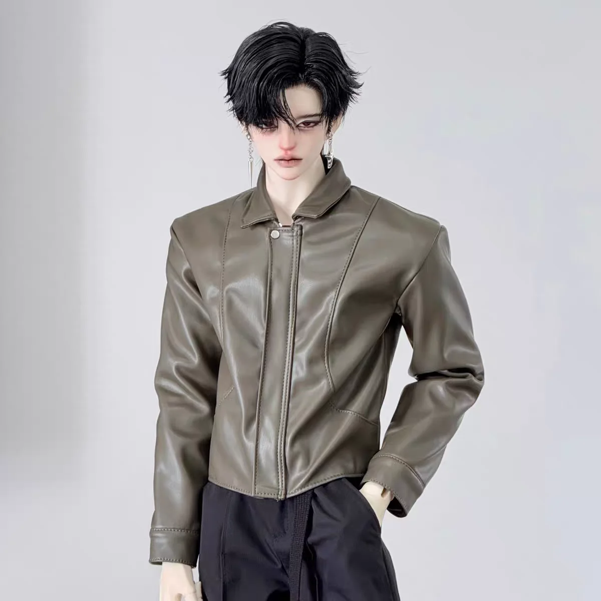 Roupas de boneca bjd adequadas para tamanho 1/4 id75 tio tamanho nova jaqueta de couro jaqueta roupa diária estilo masculino 3 cores