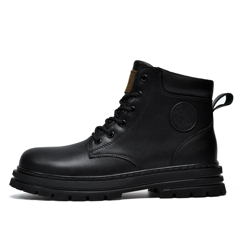 Winter Men Women Unisex Leather Yellow Boots Fashion British Style Work Shoes Autumn Big Size 49 50 Plush Warm