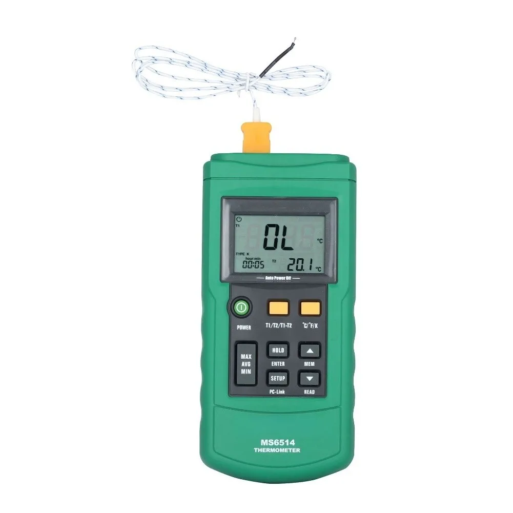 MS6514 Digital Thermometer Data Logger Dual Channel USB Interface For K J T E R S N Thermocouple For For Temperature Measurement