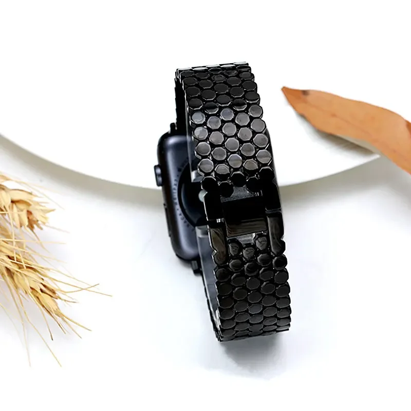 Stainless steel strap for Apple watch band 45mm 44mm 40mm 49mm 41mm Fish-scale Metal Link bracelet iWatch Series 9 8 se ultra 2 image 5