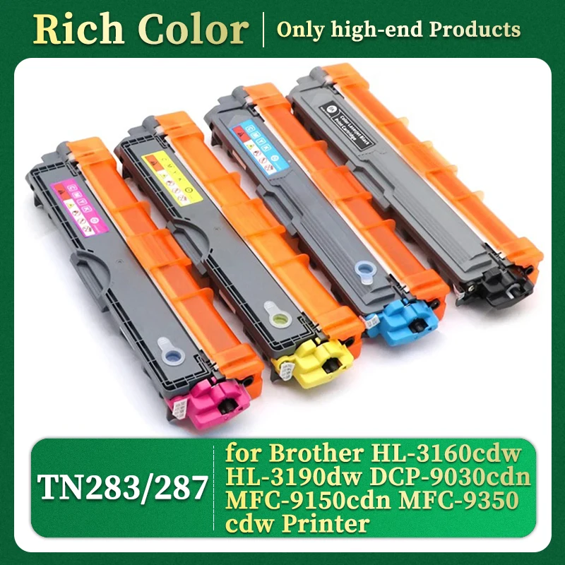 4Color 1Set Compatible Toner Cartridge TN283 TN287 for Brother HL-3160cdw HL-3190dw DCP-9030cdn MFC-9150cdn MFC-9350cdw printer