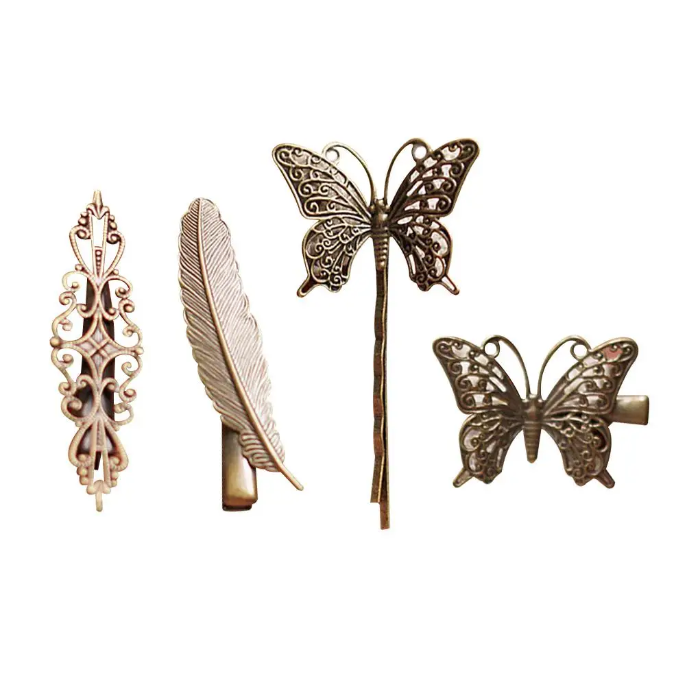 

4pcs Retro Vintage HairClip Bronze Suitable Any Season Prom Party Church Dancing Picnic Wedding Hair Accessories