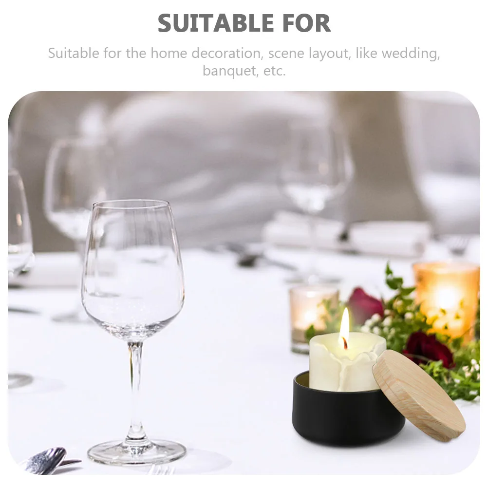 

8Pcs Jar Tinplate Containers with Wooden Lids DIY Making Supplies Home Decoration Wedding Banquet Party Decor