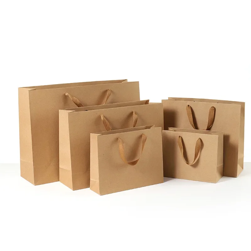 Khaki Vertical Version Kraft Paper Bags Gift  Candy Bags Wedding Snack Baking Package Supplies Clothes Shoes Tote