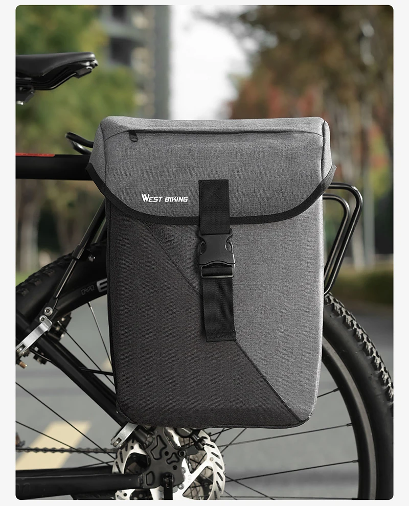 WEST BIKING Doppelseitige Fahrrad-Gepäckträgertasche 32L Wasserdichte Fahrradtasche für Langstreckenfahrten MTB Gepäckträger Fahrradzubehör – Detail 12