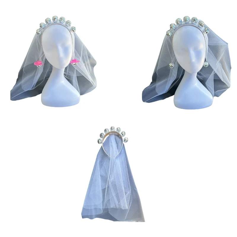 Ball Headband with Veil Earrings for Women Costume Accessories