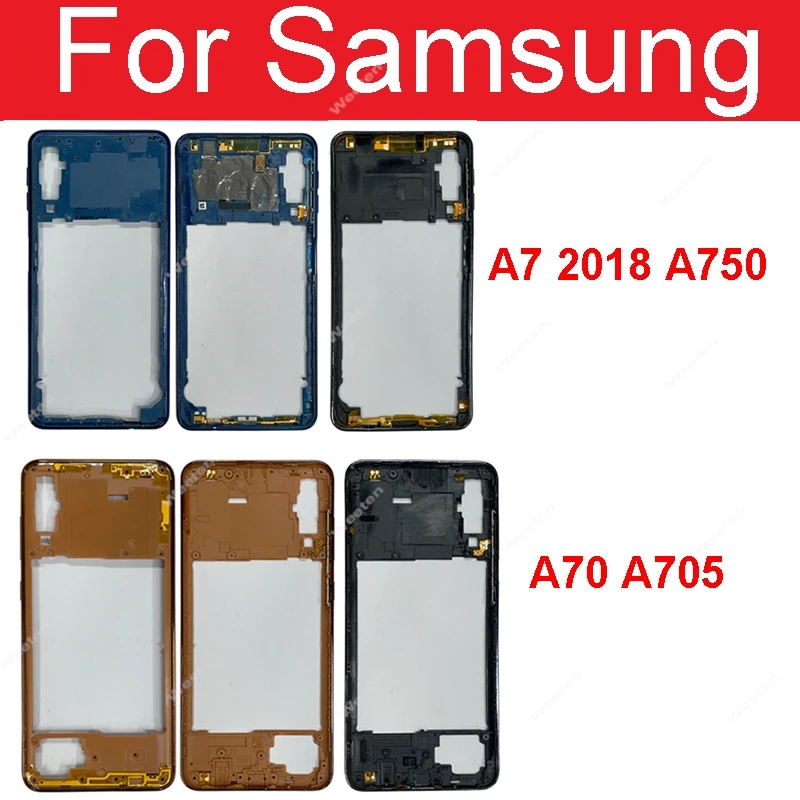 

Middle Frame Bezel Middle Plate Cover For Samsung Galaxy A70 A705 / A7 2018 A750 Mid Housing Case Replacement Parts