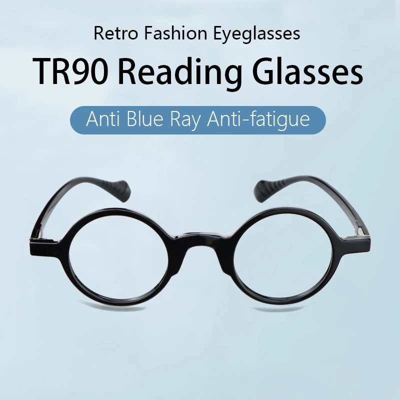 

Round Retro Eyeglasses Reading Glasses Blue Light Blocking Hard Resin Lens Ultralight Eyeglasses Frame for Men