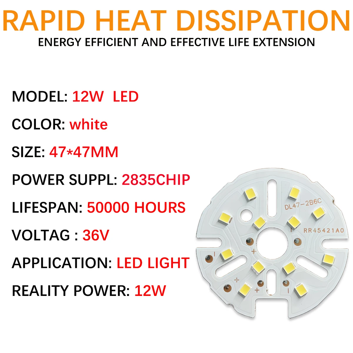 LED SMD 2835 Chip 12W 36V 47MM Round Light Beads Light Board For LED Bulb LED Downlight Spotlight