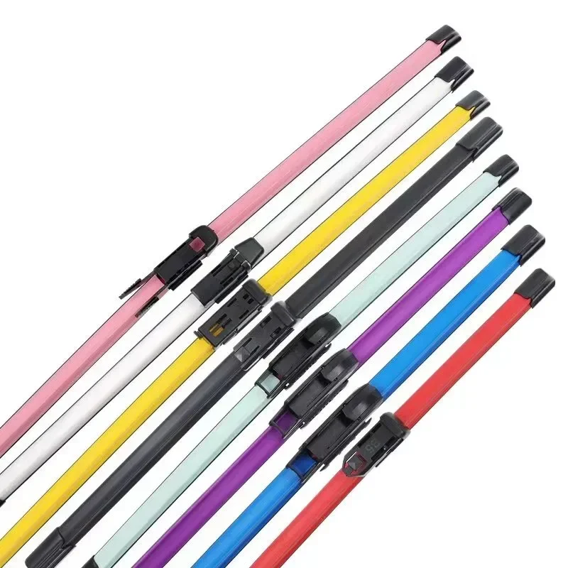 Colorful Push Button 19mm Car Windshield Wiper blades Universal Soft Double layer Rubber Frameless Bracketless 14 20\