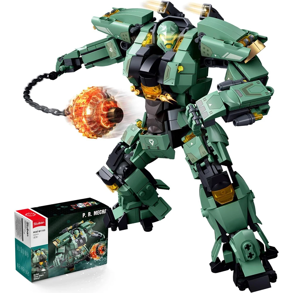 

542PCS Heavy Armor Warrior Building Blocks Chain Hammer Battle Mech Model Desktop Decoration Creative Gift Toys For Kids Adults