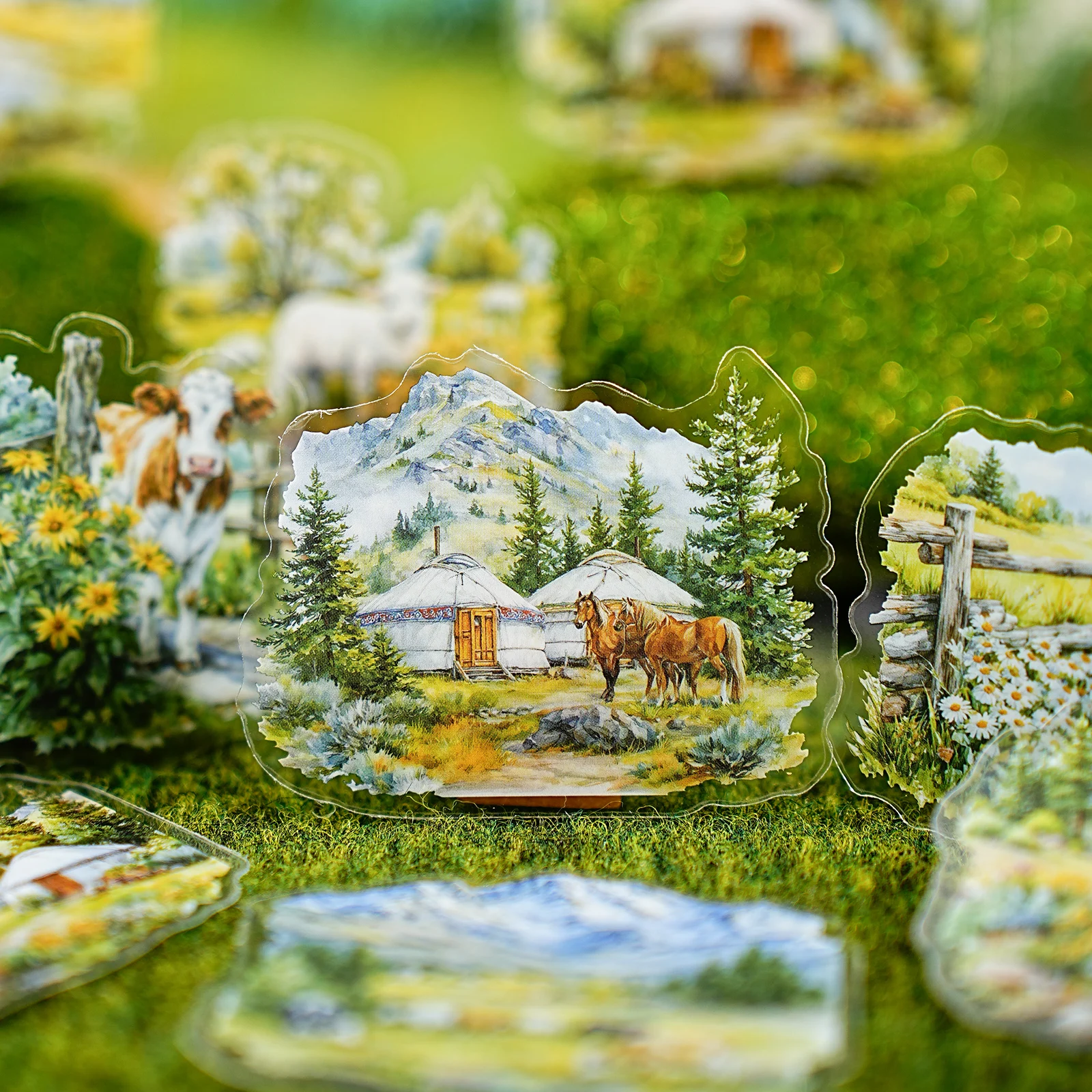 Etori Life Mountain and River in Art Series ريترو فور سيزونز ملصقات الحيوانات الأليفة للديكور، سكرابوكينغ المصنوع يدويًا، الألبومات، الحقائب، ملصقات السفر، أكياس ورق الهدايا، أدوات مكتبية للطلاب، ملصقات الأطفال #2