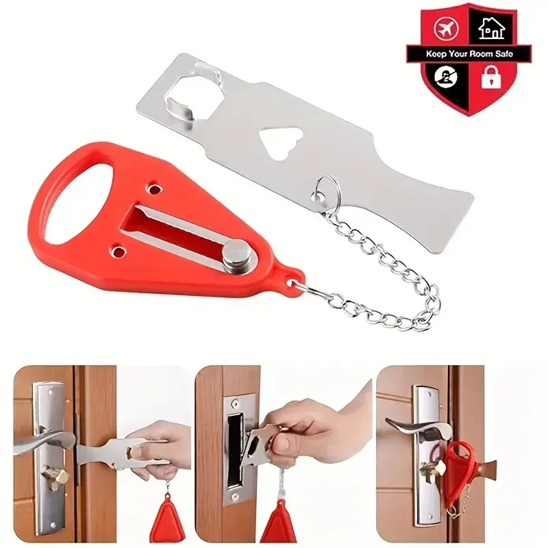 

Портативный защитный дверной замок для путешествий, 1 шт., подходит для путешественников и семей, универсальный портативный дверной замок для безопасности сна