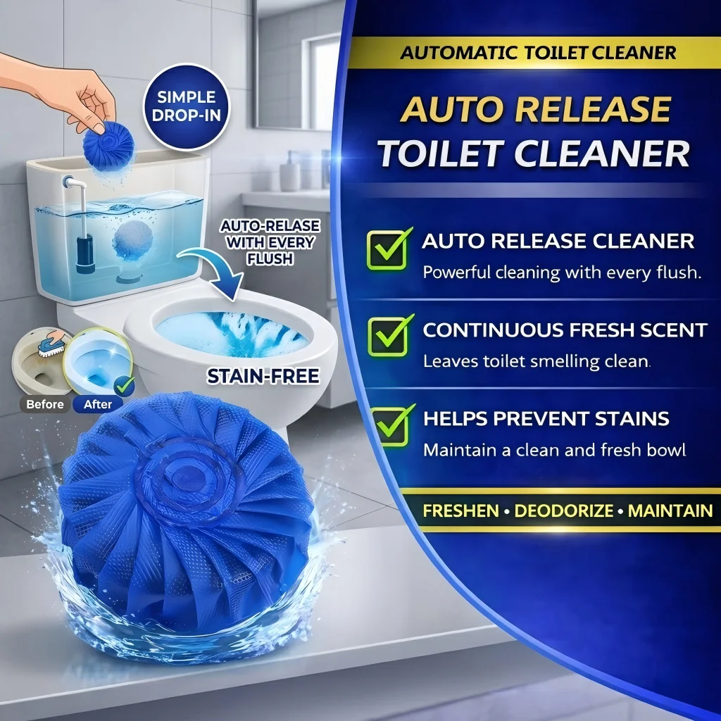 Automatic Toilet Bowl Cleaner Blue Bubble Tablets Long Lasting Toilet Tank Deodorizer Stain Remover