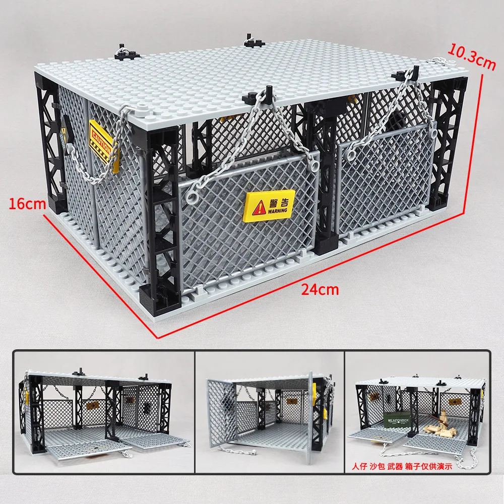 

Single Layer Chain Net Prison Building Block Captivity Monster Zombie Figures Prison cage Model DIY Moc Block Toys for Children