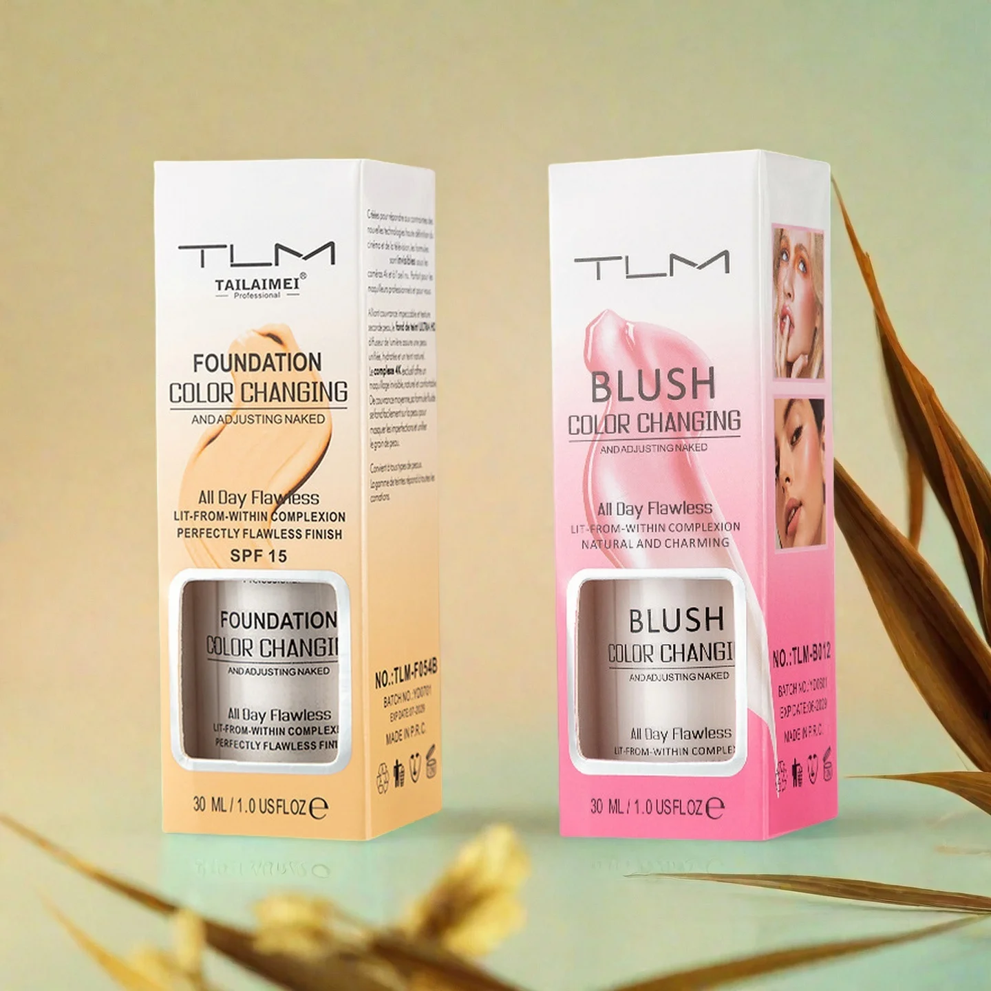 

Жидкая основа для макияжа TLM + румяна с эффектом изменения цвета для полного покрытия, кремовые румяна, осветляющие, увлажняющие, стойкие