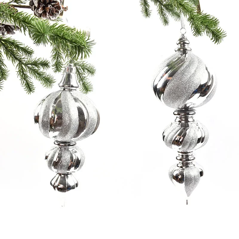 Christmas decorations   window ornaments silver large double-pointed gourd shape   pendant shopping mall