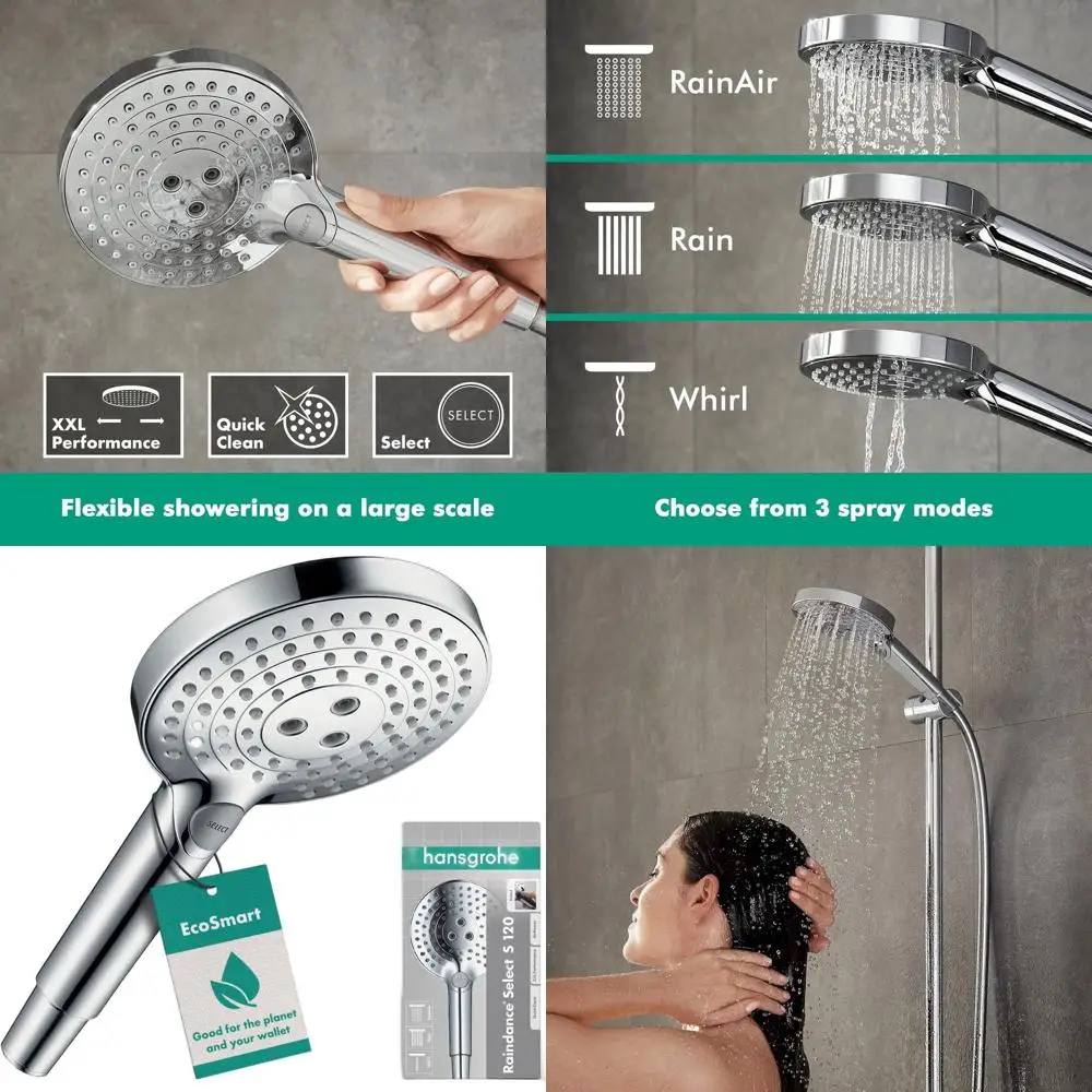 

Душевая лейка Select S 120 см с 3 режимами струи, водосберегающая, 9 л/мин, хромированная отделка