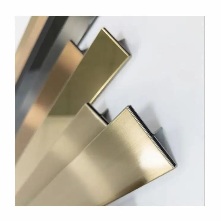 الفولاذ المقاوم للصدأ الزخرفية T شكل قطاع معدني الفولاذ المقاوم للصدأ بلاط تقليم الملف الشخصي بلاط الملحقات المعدنية