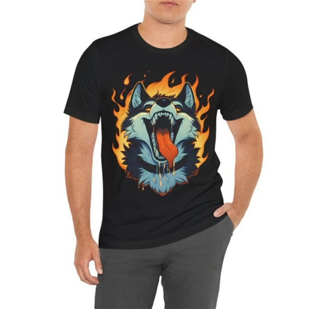 Yiff in Hell Furry Shirt Fursona Fandom T-shirt Hot Furry Wolf Printed TShirt Modern and Trendy Mens Tee Cosplay Role Play Tops