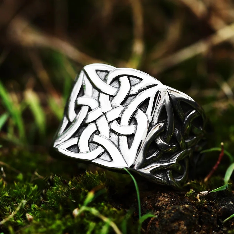 Beier New Design Celtic Knot Weave Viking Symbols Ring For Men Nordic Stainless Steel Odin Rings Amulet Jewelry