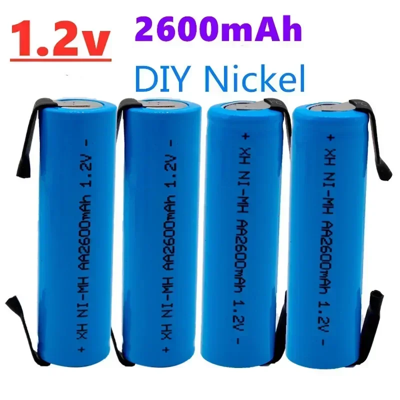 100% Neue 오리지널 Akku 1.2V 2600mah AA NiMH 배터리 미트 솔더 핀, DIY 전기 레이저, Zhhnburrste Spielzeug