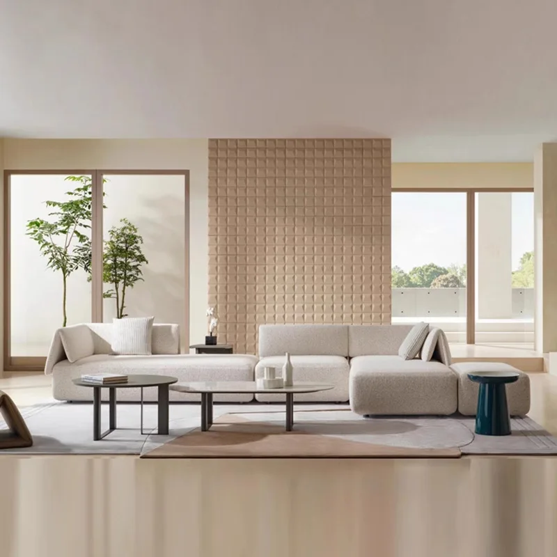 Modular sofa designer villa, sofa, large apartment cream style living room fabric sofa
