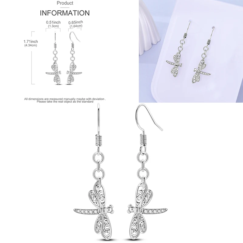 925 Sterling Silber Hängeohrringe Erdbeere Mond Kolibri Kleeblatt Libelle Ozean für Frauen Mädchen Geburtstag Schmuck Geschenk – Detail 14
