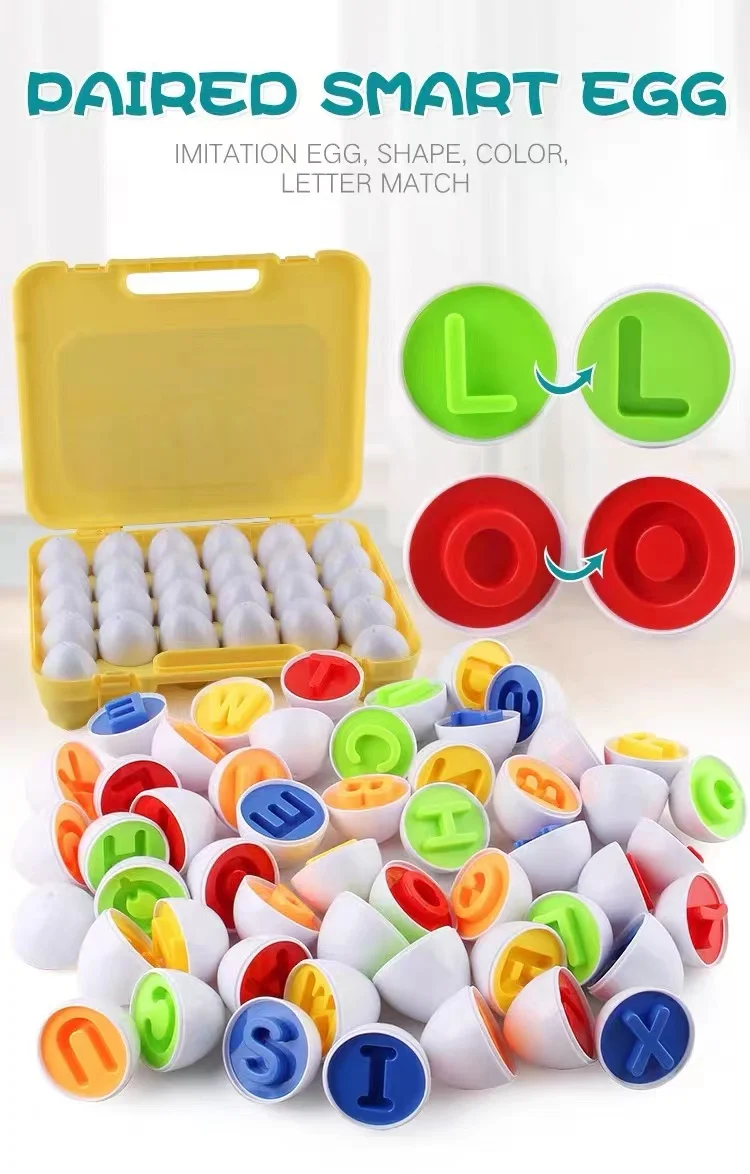 Montessori Baby Toys Match Egg Puzzle  Geometry Matching Egg Color alphabets Easter Egg Educational Toys For Children2