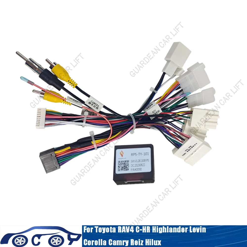 

For Toyota RAV4 C-HR Highlander Levin Corolla Camry Reiz Hilux RP5-TY-001 16Pin Android Car Wiring Harness Adapter